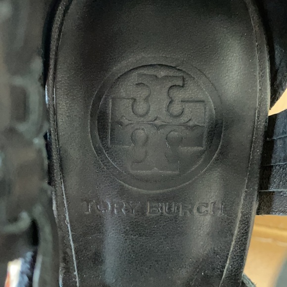 TORY BURCH LEATHER WEDGES BLACK - Picture 5 of 5